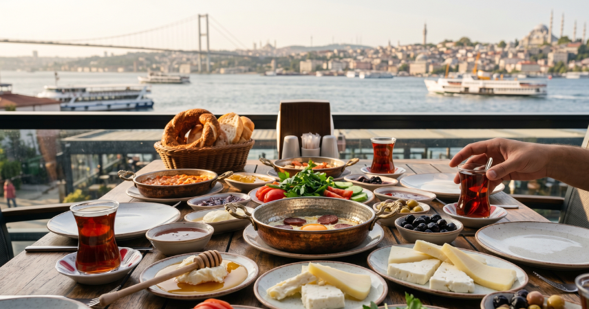 A traditional turkish breakfast in Istanbul is a luxurious experience that goes far beyond fueling up for the day